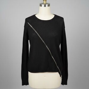 TAKESHY KUROSAWA Womens Black Mesh Knit Sweater Zipper Sz XL Italy Goth Edgy